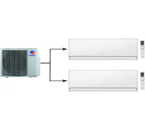 Мульти сплит-система Gree Airy GWHD(18)NK6OO (LC)(LH)/GWH09AVCXB-K6DNA1B/I (white)*2